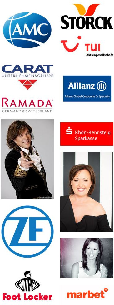 referenzen: amc, storck, carat, allianz, ramada, rhoen-rennsteig-sparkasse, juergen drews, ute freudenberger, zf, christina stuermer, foot locker, marbet